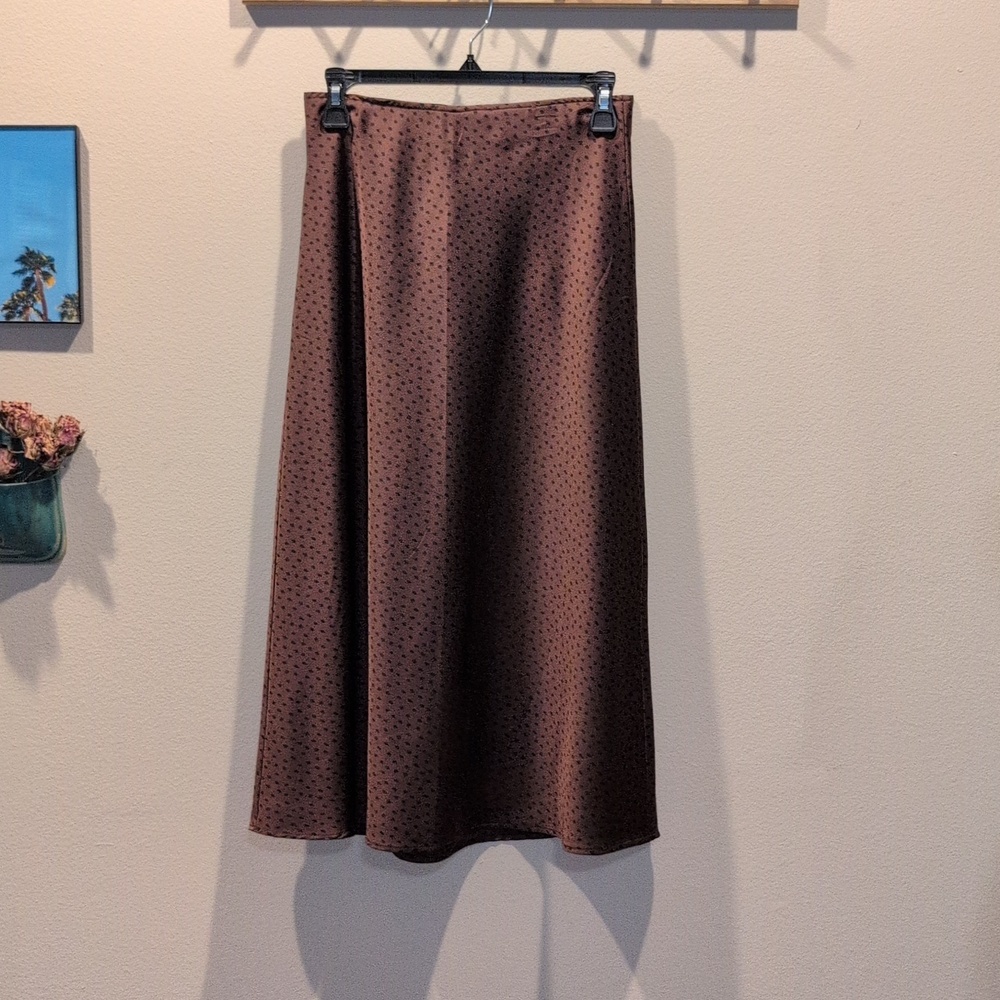 Abercrombie & Fitch Brown Satin Midi Skirt, Size S